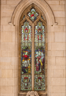 Christ blessing the children stained glass window
